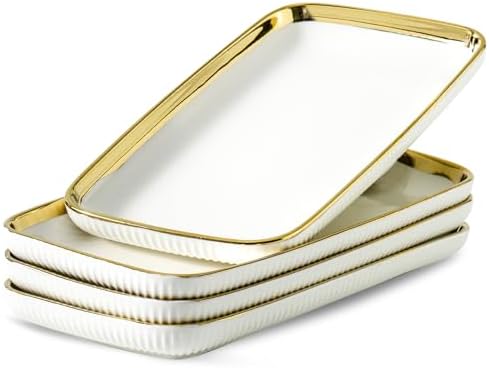 Serving Platters, Ceramic Serving Platters Set of 4, 12 Inch Rectangular Serving Trays Dishes for Party