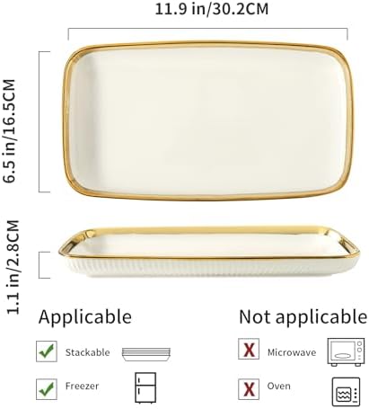 Serving Platters, Ceramic Serving Platters Set of 4, 12 Inch Rectangular Serving Trays Dishes for Party, alternate view 3