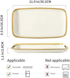 Serving Platters, Ceramic Serving Platters Set of 4, 12 Inch Rectangular Serving Trays Dishes for Party, alternate view 3