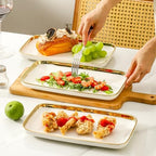 Serving Platters, Ceramic Serving Platters Set of 4, 12 Inch Rectangular Serving Trays Dishes for Party, alternate view 4