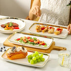 Serving Platters, Ceramic Serving Platters Set of 4, 12 Inch Rectangular Serving Trays Dishes for Party, alternate view 5
