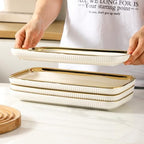 Serving Platters, Ceramic Serving Platters Set of 4, 12 Inch Rectangular Serving Trays Dishes for Party, alternate view 6