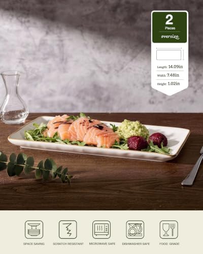 Serving Platters for Food, 14.09" x 7.48",2-Pack, Vanilla White in Vanilla White, alternate view 3