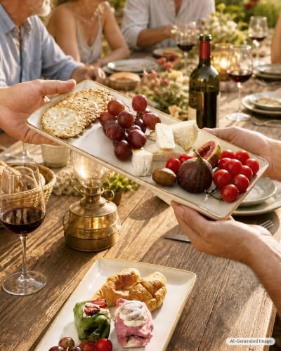 Serving Platters for Food, 14.09" x 7.48",2-Pack, Vanilla White in Vanilla White, alternate view 5