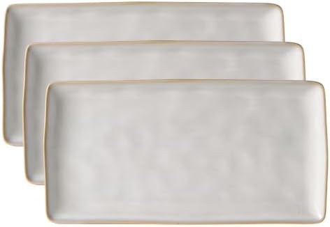 Serving Platters for Food, 14.09"x7.48", 3-Pack, Cappuccino White in 14.09"x7.48"(3 Pack) in Cappuccino White