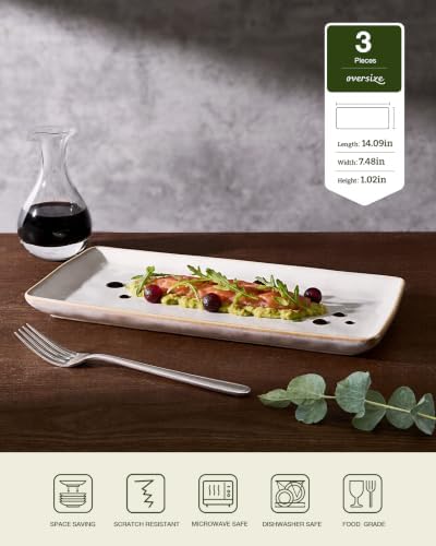 Serving Platters for Food, 14.09"x7.48", 3-Pack, Cappuccino White in 14.09"x7.48"(3 Pack) in Cappuccino White, alternate view