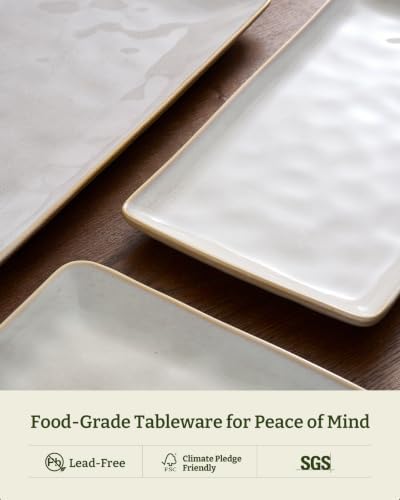 Serving Platters for Food, 14.09"x7.48", 3-Pack, Cappuccino White in 14.09"x7.48"(3 Pack) in Cappuccino White, alternate view