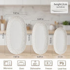 Serving Platters Set, 14"/12"/10" Oval Ceramic Serving Plates, Embossed Serving Trays for Party, Oven Dishwasher, alternate