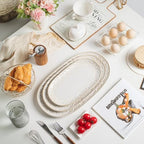 Serving Platters Set, 14"/12"/10" Oval Ceramic Serving Plates, Embossed Serving Trays for Party, Oven Dishwasher, alternate