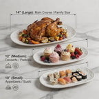 Serving Platters Set, 14"/12"/10" Oval Ceramic Serving Plates, Embossed Serving Trays for Party, Oven Dishwasher, alternate