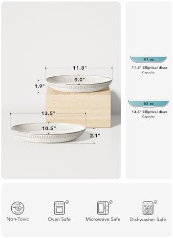 Serving Platters Set of 2, Ceramic Serving Bowls, Large Oval Serving Dishes for Entertaining, Turkey Plates, alternate view 3