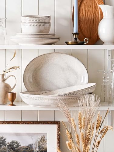 Serving Platters Set of 2, Ceramic Serving Bowls, Large Oval Serving Dishes for Entertaining, Turkey Plates, alternate view 5