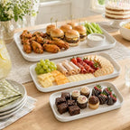 Serving Platters Set of 3, 12/14/16 Inch Large White Ceramic Serving Platters with Modern Upright Rims, alternate view 2