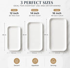 Serving Platters Set of 3, 12/14/16 Inch Large White Ceramic Serving Platters with Modern Upright Rims, alternate view 3