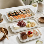 Serving Platters Set of 3, 12/14/16 Inch Large White Ceramic Serving Platters with Modern Upright Rims, alternate view 5