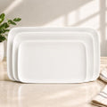 Serving Platters Set of 3, 15.7/13.7/11.4 Inch Rectangular Porcelain Serving Trays, White Ceramic Serving Dishes