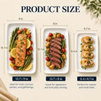 Serving Platters Set of 3, 15.7/13.7/11.4 Inch Rectangular Porcelain Serving Trays, White Ceramic Serving Dishes, alternate