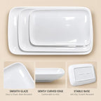 Serving Platters Set of 3, 15.7/13.7/11.4 Inch Rectangular Porcelain Serving Trays, White Ceramic Serving Dishes, alternate
