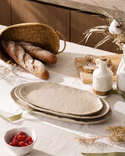 Serving Platters Set of 3, Serving Trays for Party, Cheese Platter in Small Medium Large in Taupe, alternate view 2