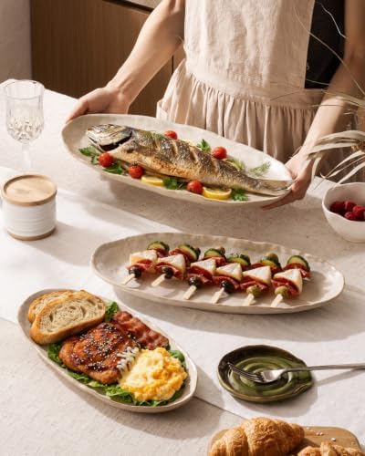 Serving Platters Set of 3, Serving Trays for Party, Cheese Platter in Small Medium Large in Taupe, alternate view 3