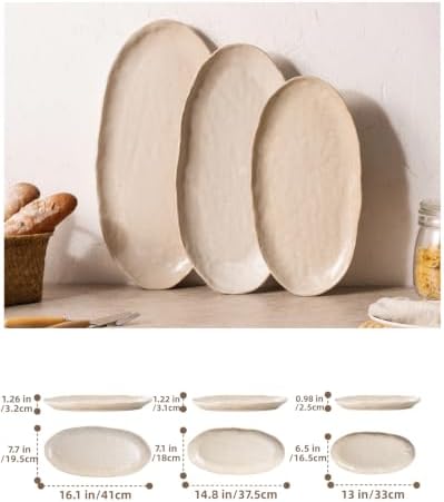 Serving Platters Set of 3, Serving Trays for Party, Cheese Platter in Small Medium Large in Taupe, alternate view 4