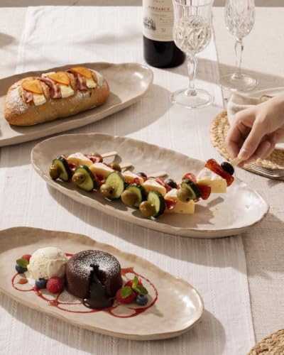 Serving Platters Set of 3, Serving Trays for Party, Cheese Platter in Small Medium Large in Taupe, alternate view 5
