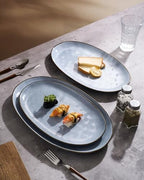 Serving Platters Set of 3 Sizes - Oval, Blue in Oval in Blue, alternate view 4