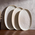 Serving Platters Set of 3 Sizes - Oval, Cappuccino White in Oval in Cappuccino White