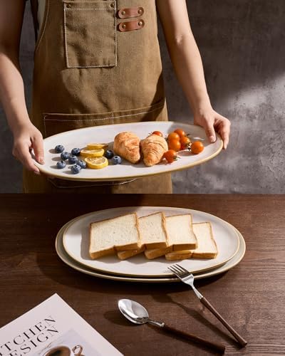 Serving Platters Set of 3 Sizes - Oval, Cappuccino White in Oval in Cappuccino White, alternate view 6