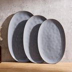 Serving Platters Set of 3 Sizes - Oval, Dark Grey in Large in Dark Gray