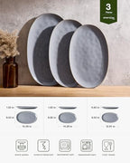 Serving Platters Set of 3 Sizes - Oval, Dark Grey in Large in Dark Gray, alternate view 2
