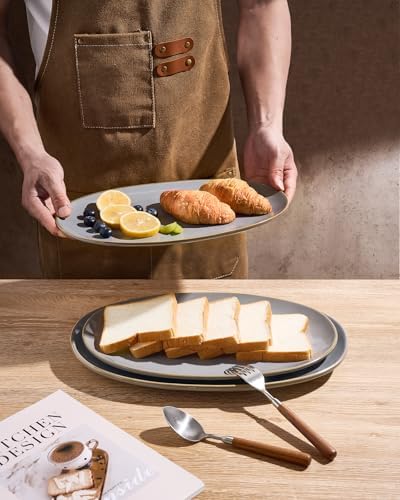 Serving Platters Set of 3 Sizes - Oval, Dark Grey in Large in Dark Gray, alternate view 3