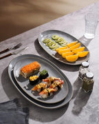 Serving Platters Set of 3 Sizes - Oval, Dark Grey in Large in Dark Gray, alternate view 4