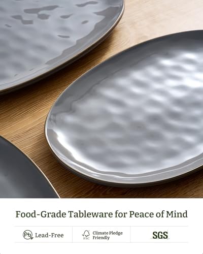 Serving Platters Set of 3 Sizes - Oval, Dark Grey in Large in Dark Gray, alternate view 5