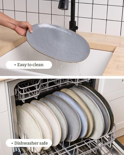 Serving Platters Set of 3 Sizes - Oval, Dark Grey in Large in Dark Gray, alternate view 6