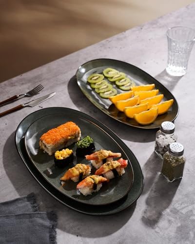Serving Platters Set of 3 Sizes - Oval, Deep Forest in Oval in Deep Forest, alternate view 4