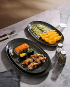Serving Platters Set of 3 Sizes - Oval, Deep Forest in Oval in Deep Forest, alternate view 4