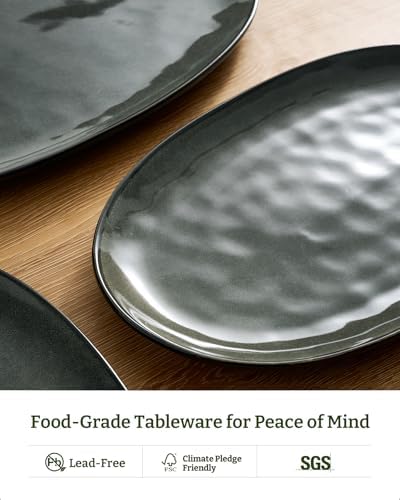 Serving Platters Set of 3 Sizes - Oval, Deep Forest in Oval in Deep Forest, alternate view 5