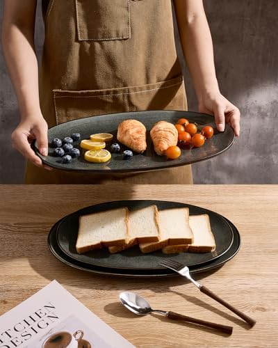 Serving Platters Set of 3 Sizes - Oval, Deep Forest in Oval in Deep Forest, alternate view 6