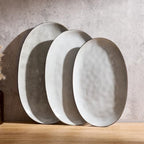 Serving Platters Set of 3 Sizes - Oval, Grey in Oval in Gray