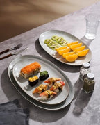 Serving Platters Set of 3 Sizes - Oval, Grey in Oval in Gray, alternate view 4