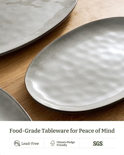 Serving Platters Set of 3 Sizes - Oval, Grey in Oval in Gray, alternate view 5