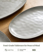 Serving Platters Set of 3 Sizes - Oval, Grey in Oval in Gray, alternate view 5