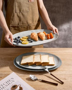 Serving Platters Set of 3 Sizes - Oval, Grey in Oval in Gray, alternate view 6