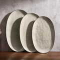 Serving Platters Set of 3 Sizes - Oval, Light khaki in Oval in Light khaki
