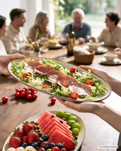 Serving Platters Set of 3 Sizes - Oval, Light khaki in Oval in Light khaki, alternate view 2