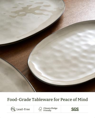 Serving Platters Set of 3 Sizes - Oval, Light khaki in Oval in Light khaki, alternate view 5