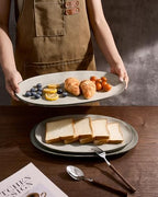 Serving Platters Set of 3 Sizes - Oval, Light khaki in Oval in Light khaki, alternate view 6