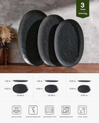 Serving Platters Set of 3 Sizes - Oval, Matte Dark Charcoal in Extra-Large in Matte Dark Charcoal, alternate view 2