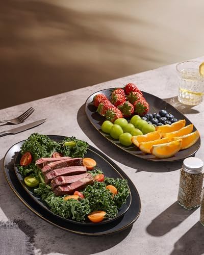 Serving Platters Set of 3 Sizes - Oval, Matte Dark Charcoal in Extra-Large in Matte Dark Charcoal, alternate view 4